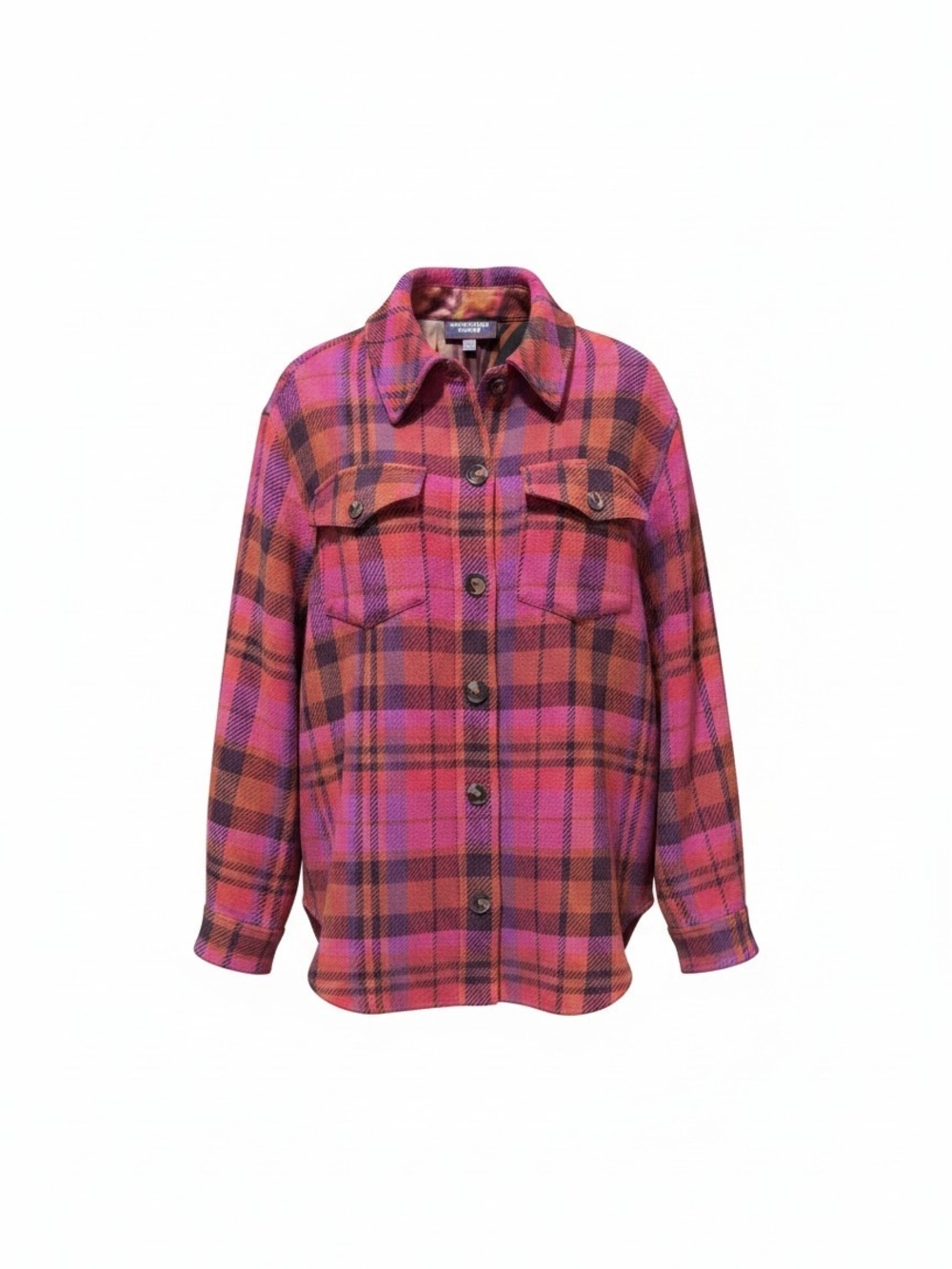 Johnny Was Pink Orange Plaid Embroidered Jacket